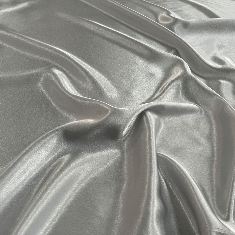 Crepe Satin Fabric Silver2