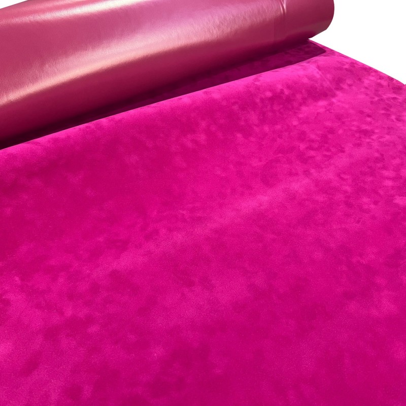 Pvc Backed Faux Suede Fabric to Clear Cerise4