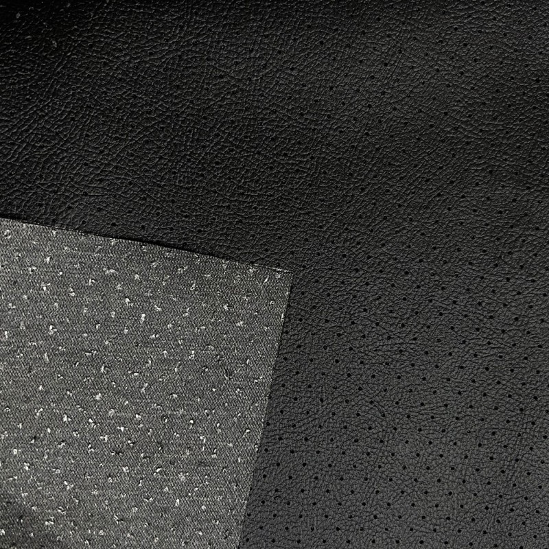 Perforated Leatherette Fabric Black4