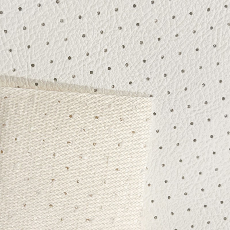 Perforated Leatherette Fabric Ivory3