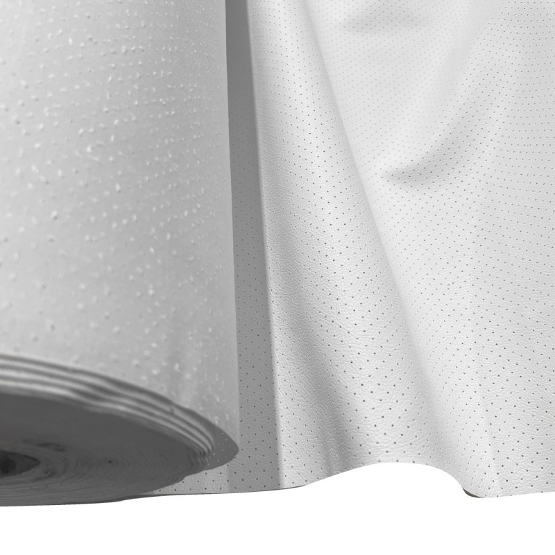 Perforated Leatherette Fabric White1