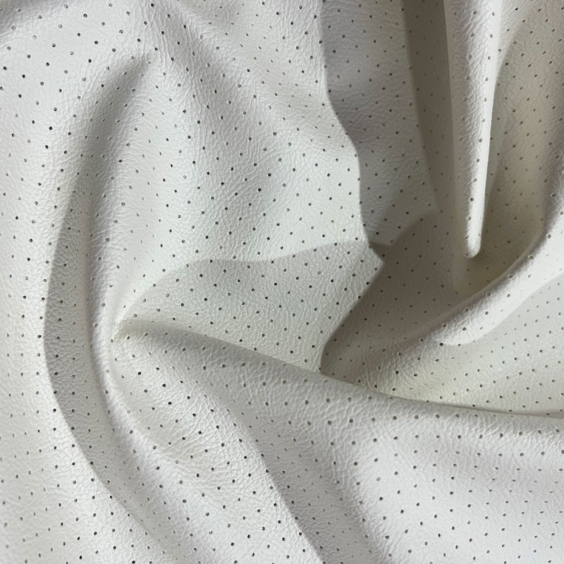 Perforated Leatherette Fabric White3