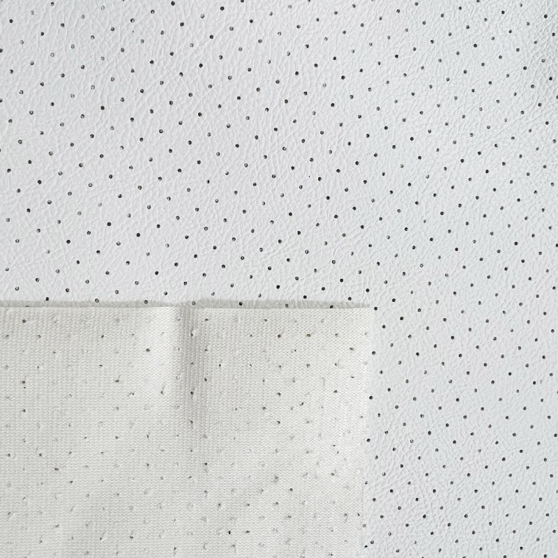 Perforated Leatherette Fabric White4