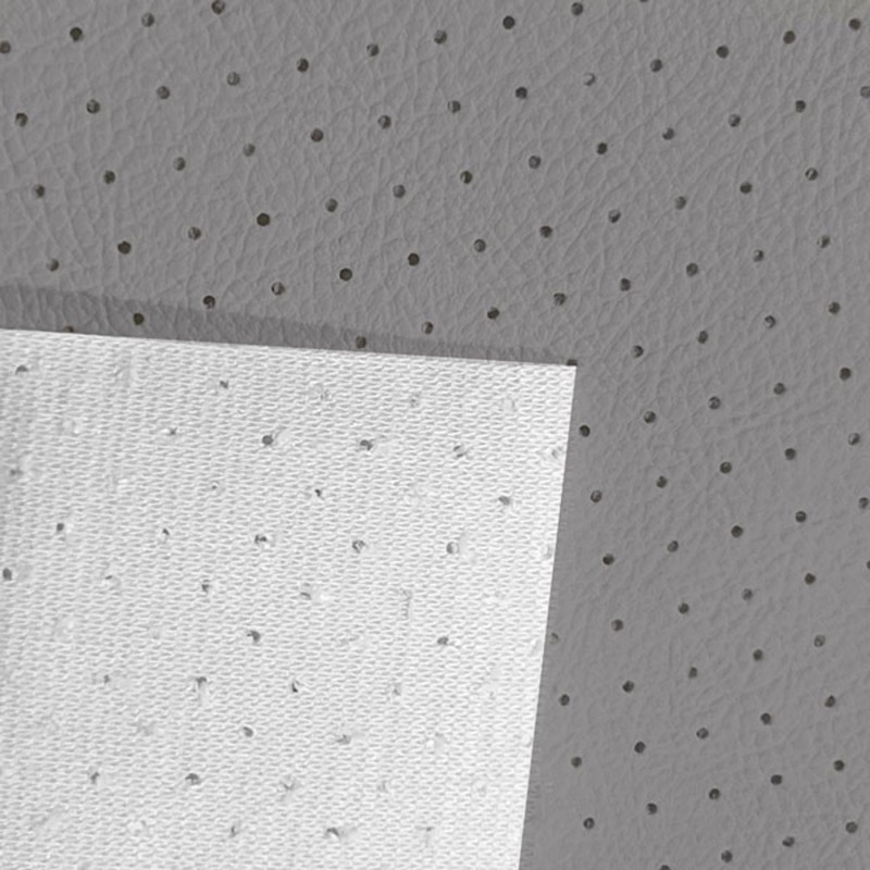 Perforated Leatherette Fabric Grey3