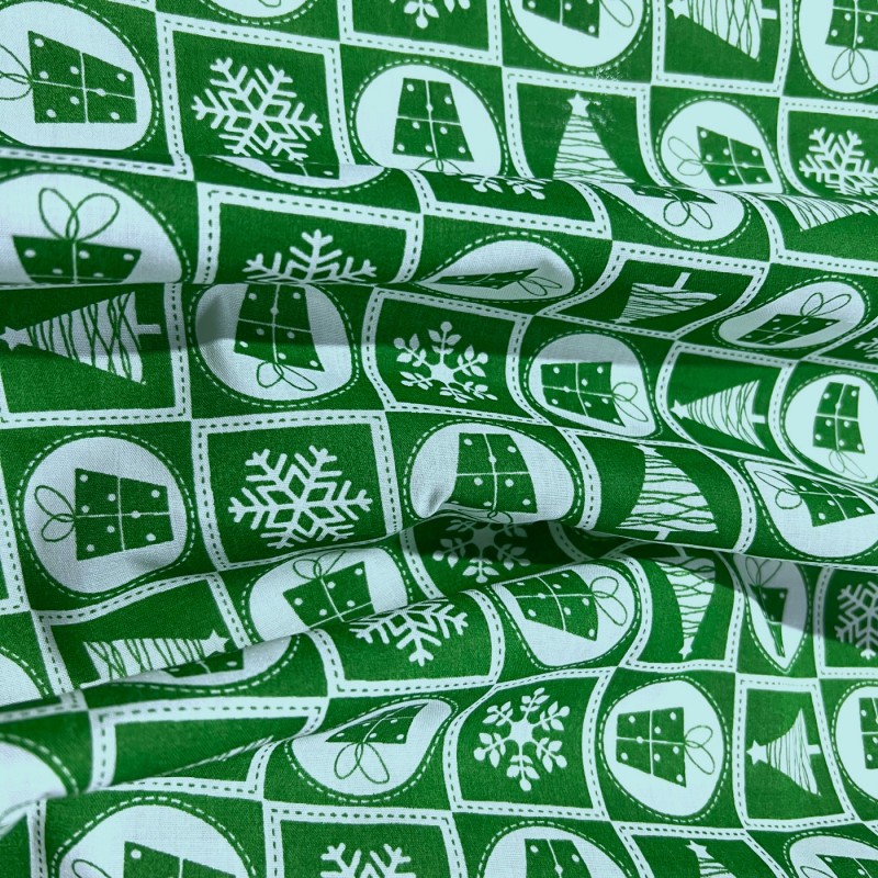 Cotton Christmas Prints Christmas Green gifts 2