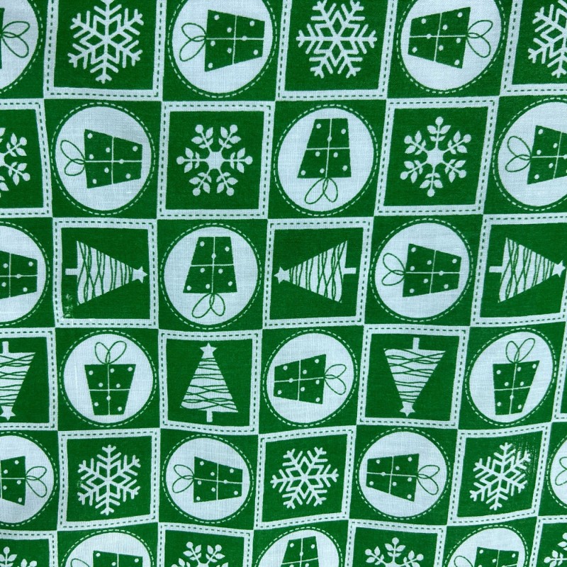 Cotton Christmas Prints Christmas Green gifts3