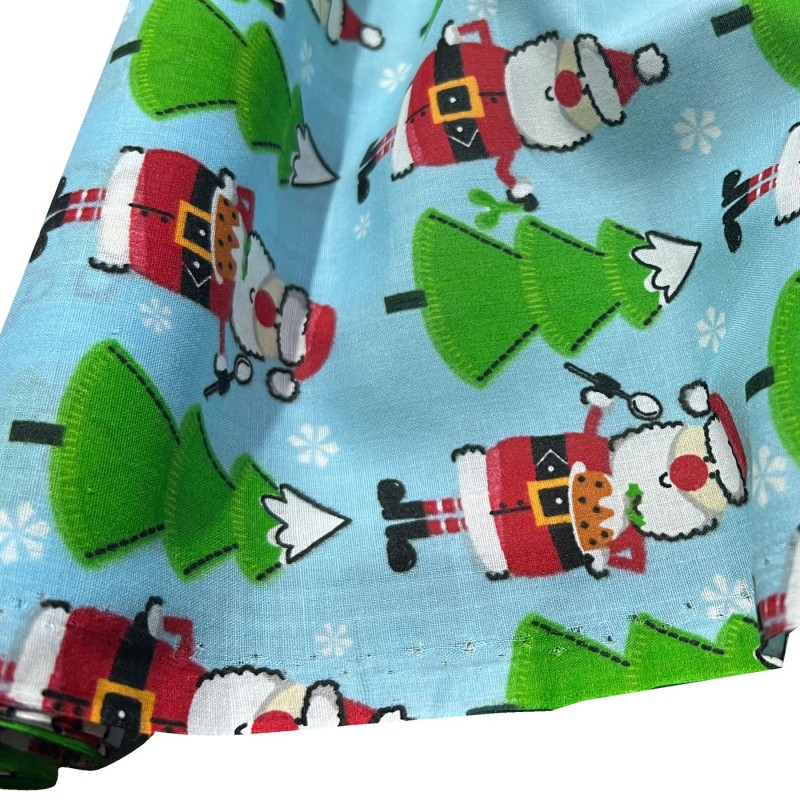 Cotton Christmas Prints Santa Blue1