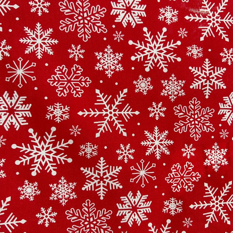 Cotton Christmas PrintsRed Snowflakes3