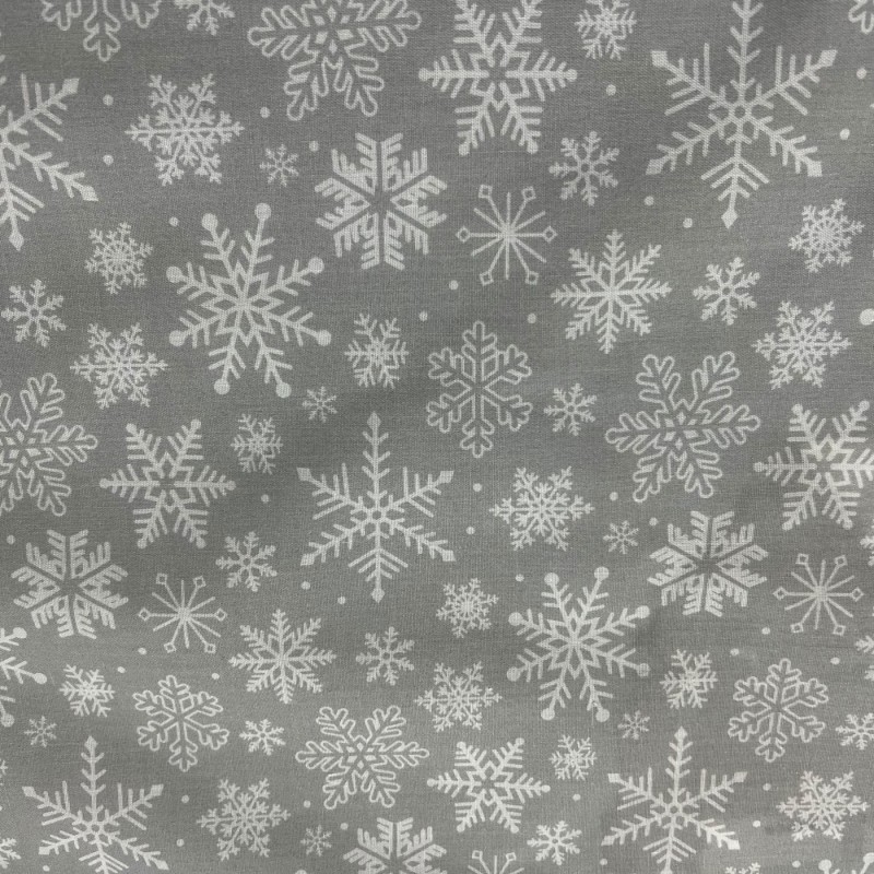 Cotton Christmas Prints Grey Snowflakes  3