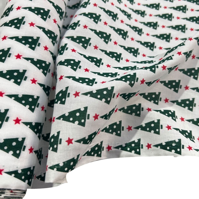 Cotton Christmas Prints Green Trees1