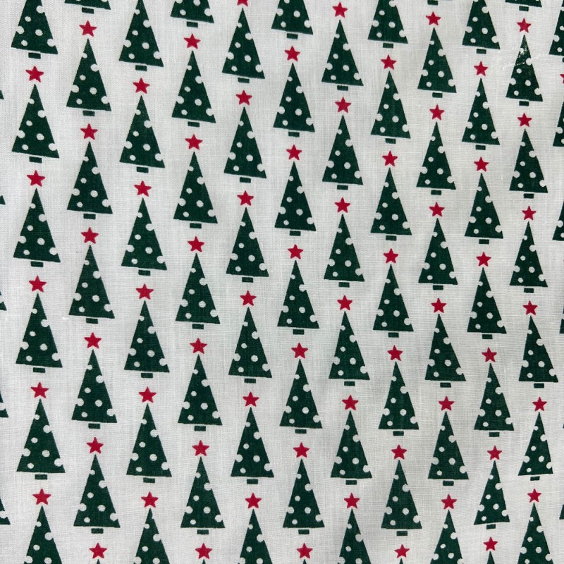 Cotton Christmas Prints Green Trees3