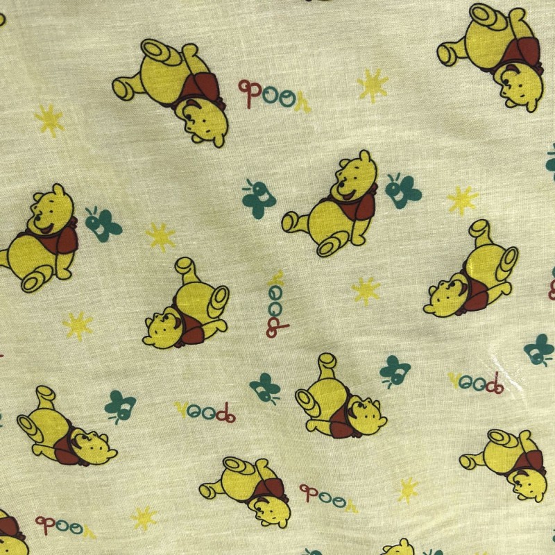 Printed Polycotton Designs Pooh Yellow 3