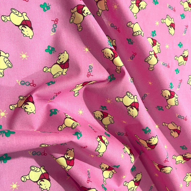 Printed Polycotton Designs Pooh Pink2