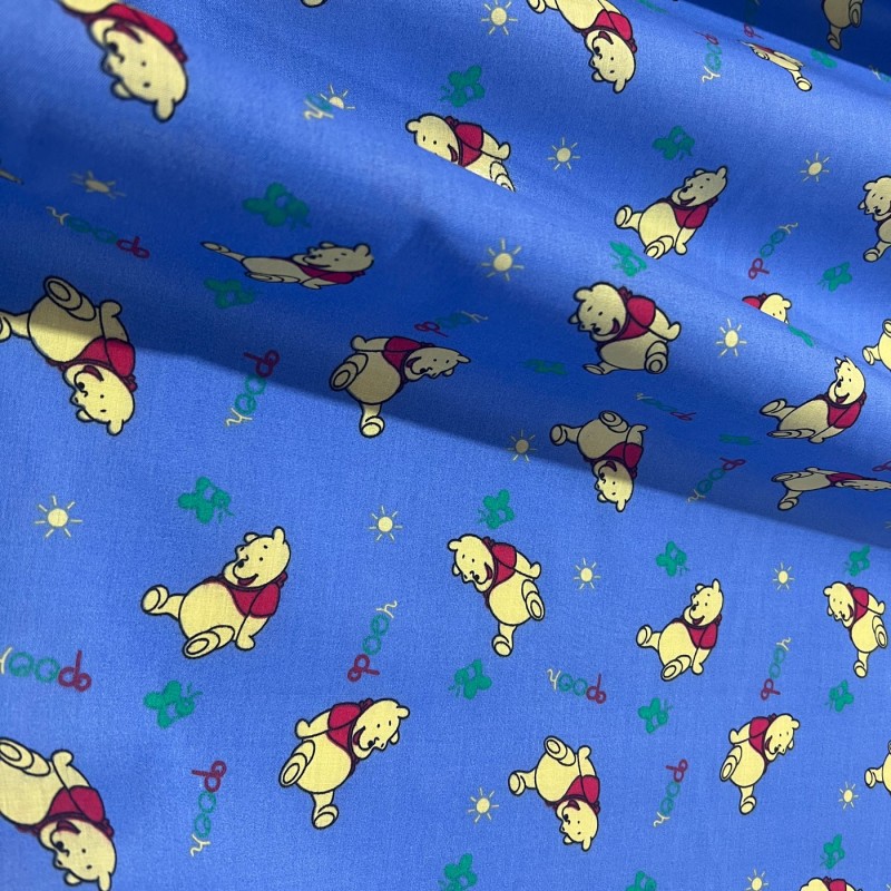 Printed Polycotton Designs Pooh Blue 2