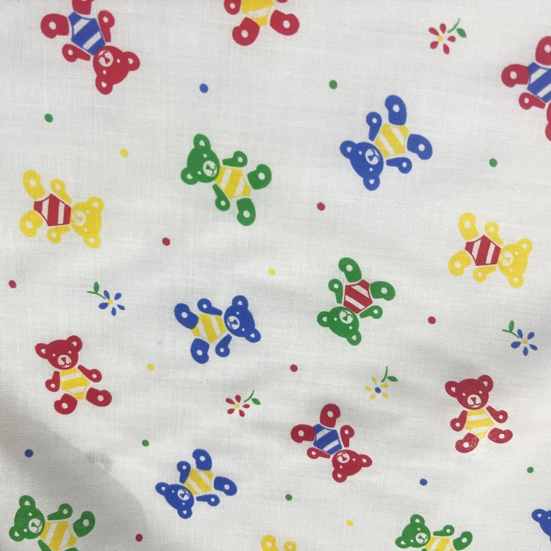 Printed Polycotton Designs White With Bears 3