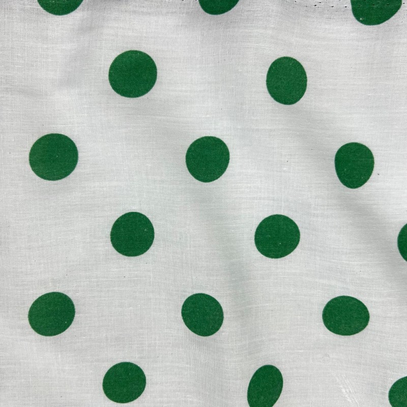 Polycotton Drill Polka Dots Green3