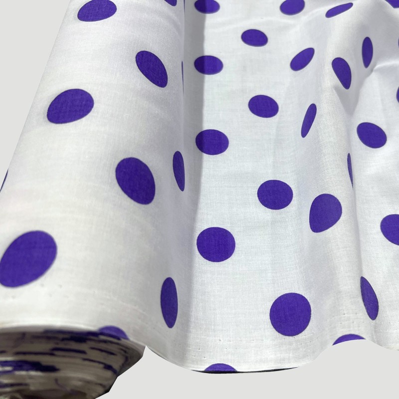 Polycotton Drill Polka Dots Purple1