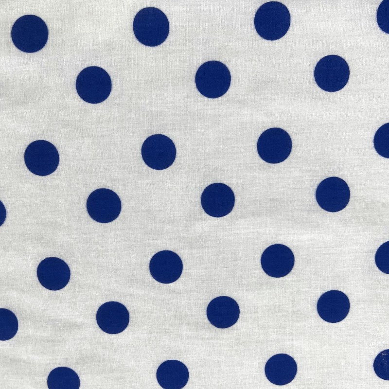 Polycotton Drill Polka Dots Royal3