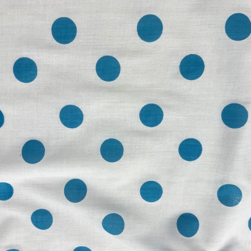 Polycotton Drill Polka Dots Light Blue3