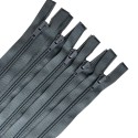 Pack Of 5 Grey Nylon Zips  (Open end) 