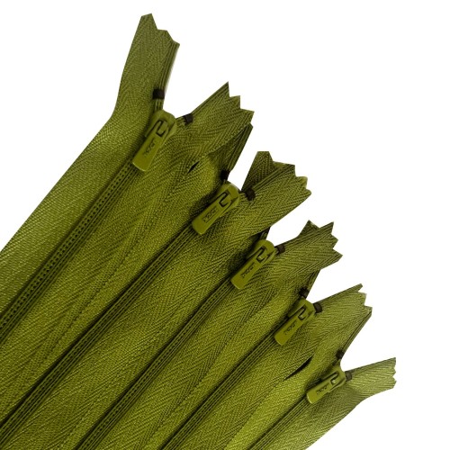 Pack Of 5 Lime green Nylon Zips  (Closed end) 