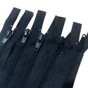 Pack Of 5 Black Nylon Zips  (Open end) 