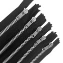 Pack of 5 Black Metal Zips  (Open End)