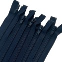 Pack of 5 Navy Blue Nylon Zips (Open end) 