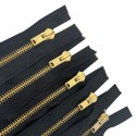  Pack of 5 Black with Gold Metal Zips  (Open End) 