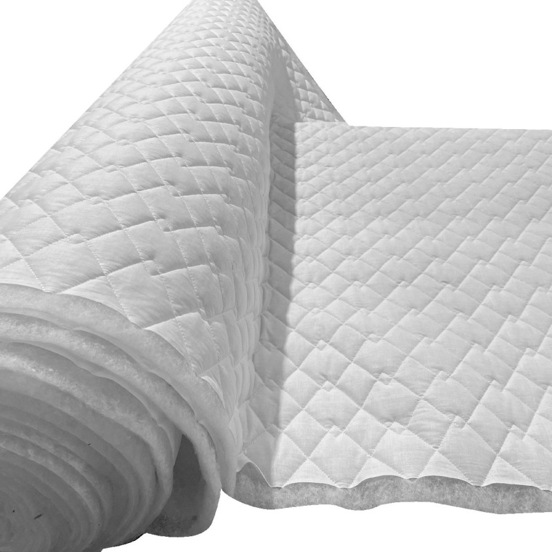 Quilted Fabric Polycotton Double Diamond White1