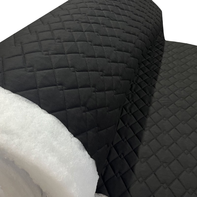 Quilted Fabric Polycotton Double Diamond Black1