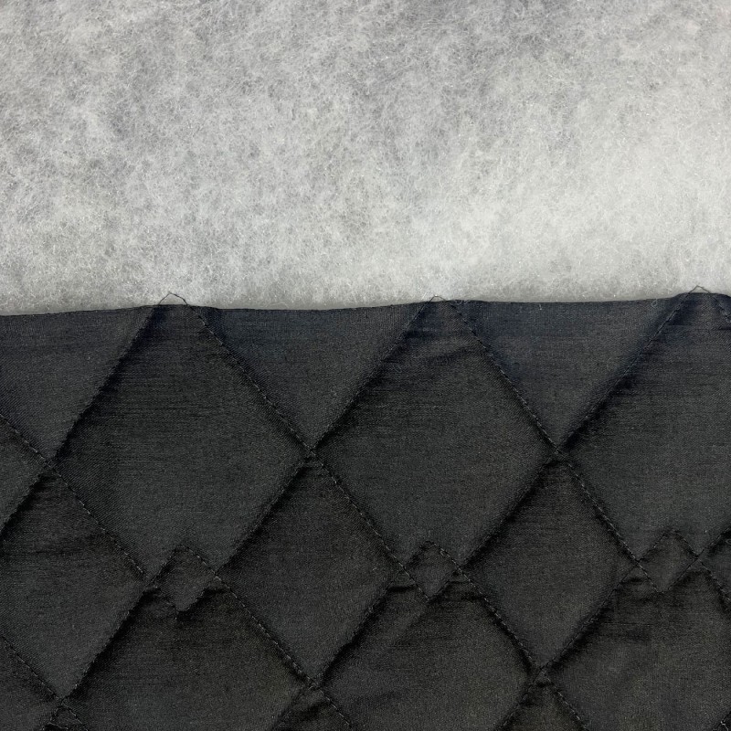 Quilted Fabric Polycotton Double Diamond Black2