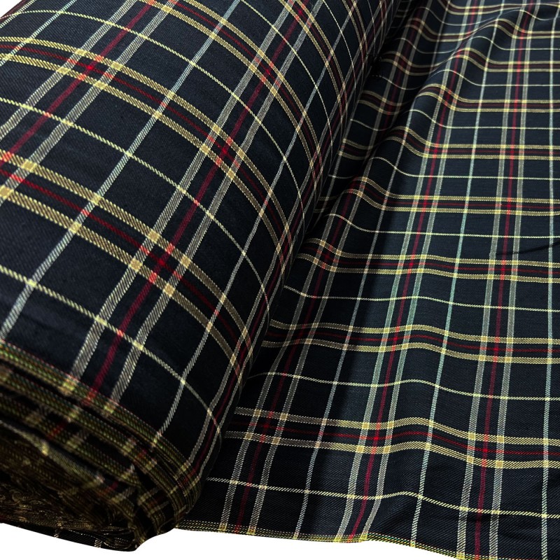 Polycotton Check Clearance Navy and red 1