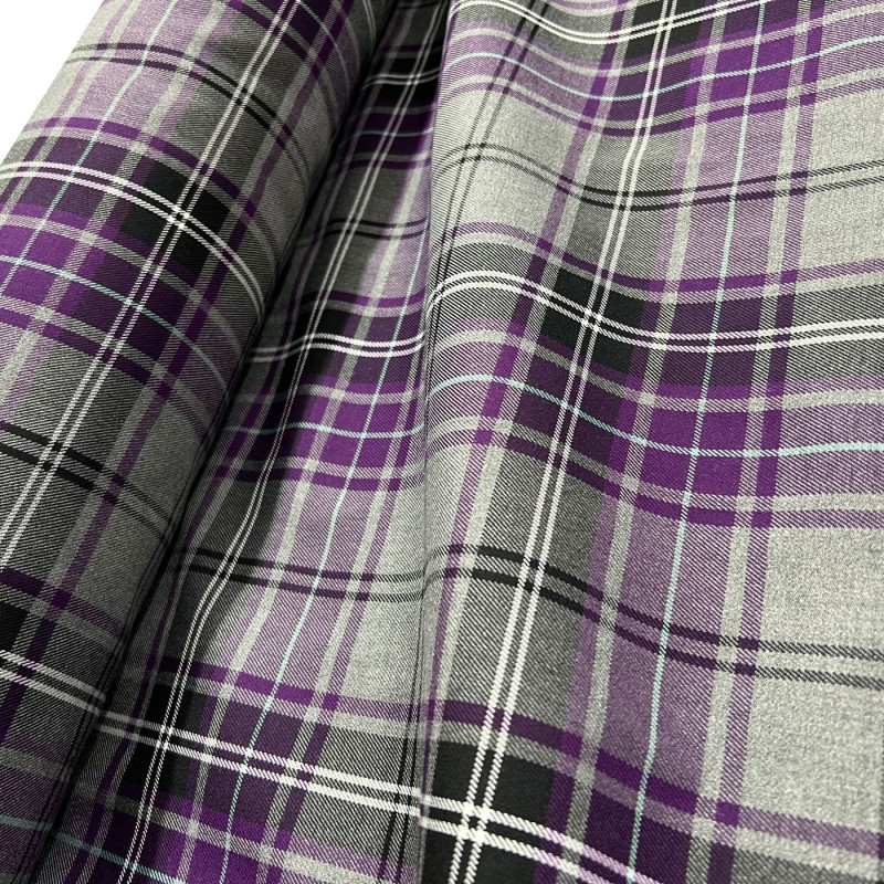 Viscose Tartan Fabric Purple and Grey1