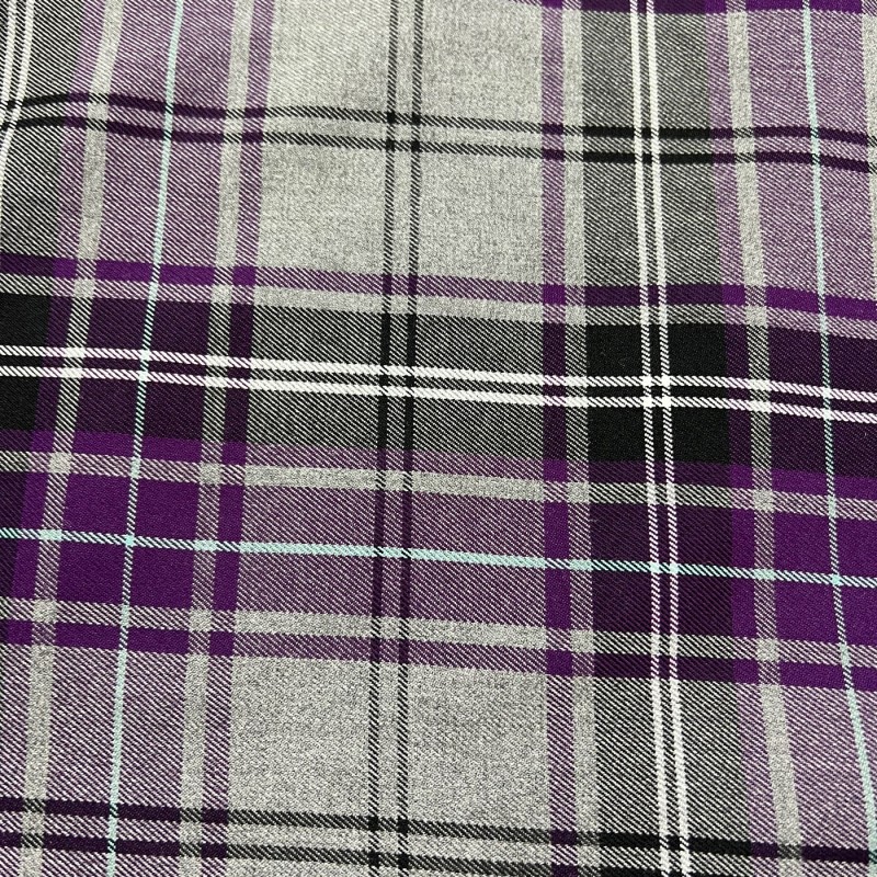 Viscose Tartan Fabric Purple and Grey2