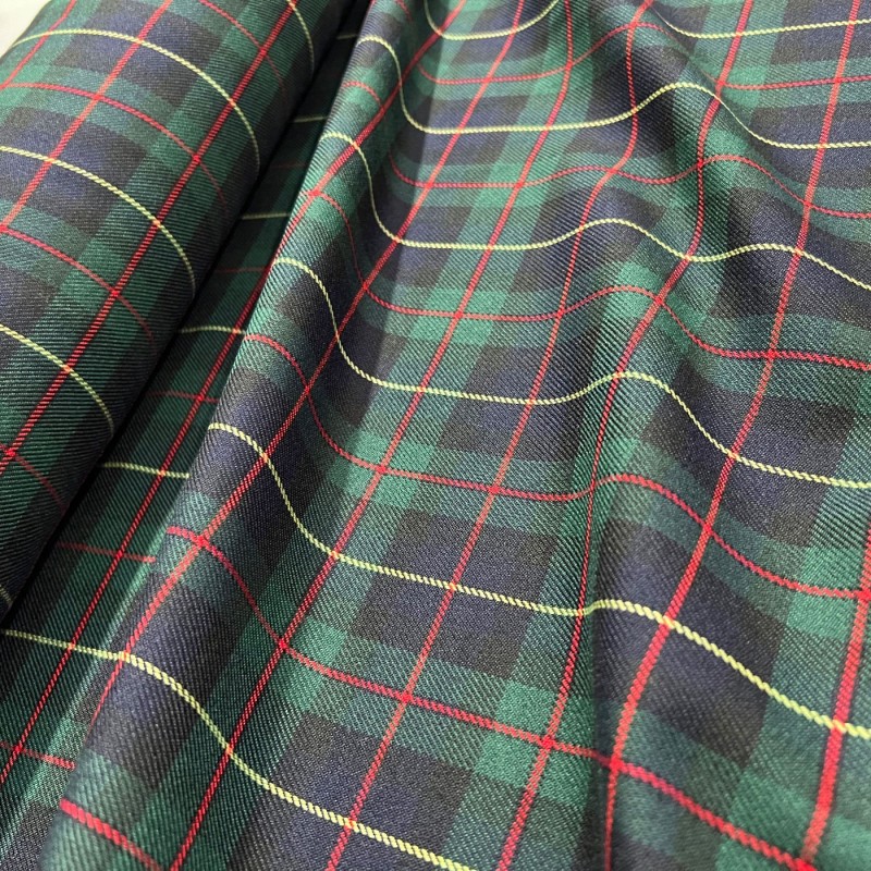 Viscose Tartan Fabric Green Red and Yellow3