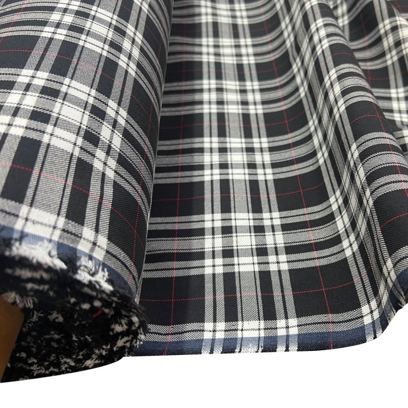 Viscose Tartan Fabric Black and White