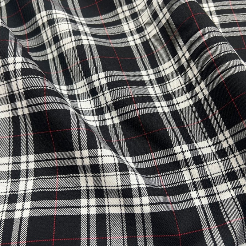 Viscose Tartan Fabric Black and White2