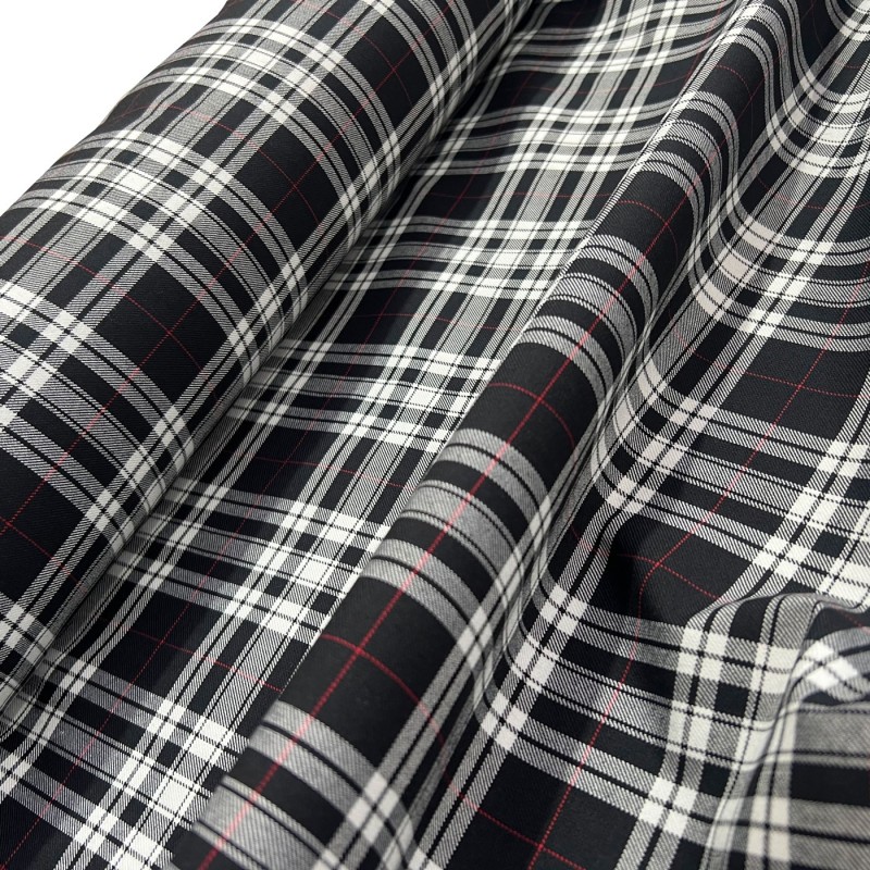 Viscose Tartan Fabric Black and White3