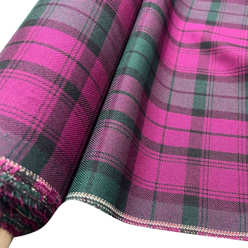 Viscose Tartan Fabric Pink Plaid 1