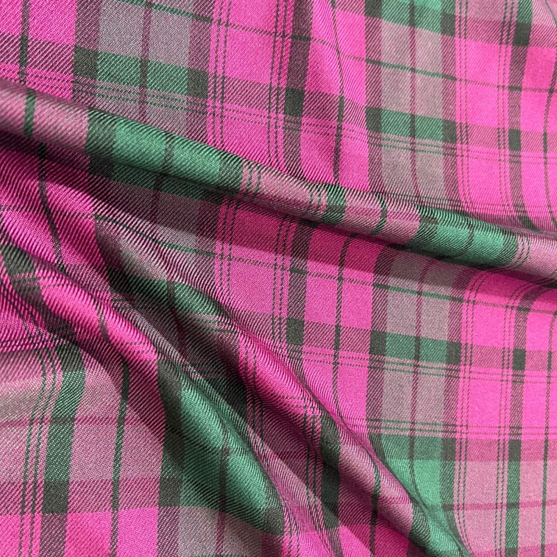 Viscose Tartan Fabric Pink Plaid 2