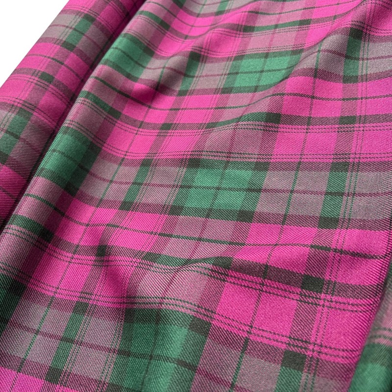 Viscose Tartan Fabric Pink Plaid 3