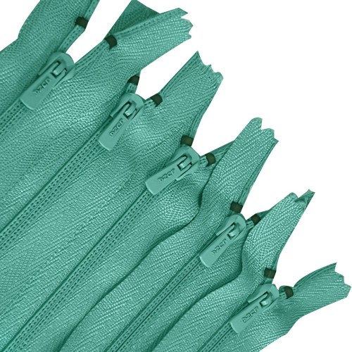 Pack Of 5 Mint Green Nylon Zips 17.3" / 44cm Closed End