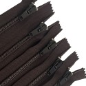 Pack Of 5 Chocolate Brown Nylon Zips 14"  / 36cm Closed End