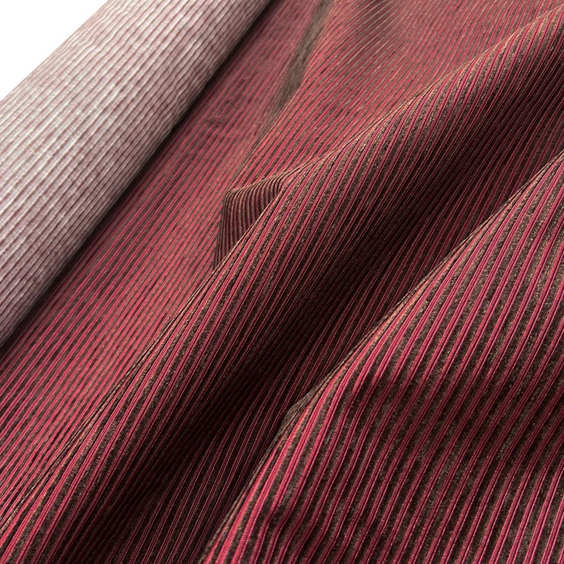 Clearance Polycotton Upholstery  Burgundy rib 1