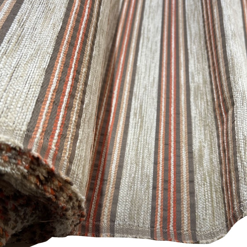 Clearance Striped Upholstery Peach and Grey Stripe1