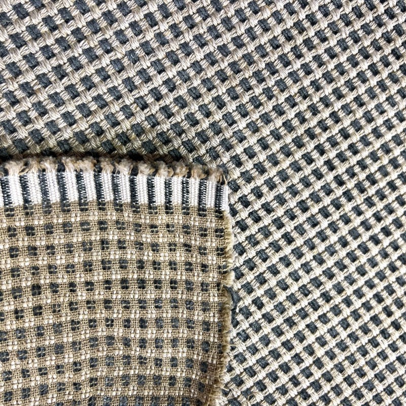 Clearance Striped Upholstery Chunky Weave Grey3