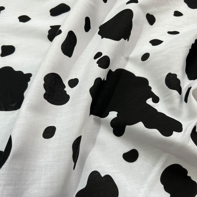 Animal Prints Polycotton Fabric Black Cow2