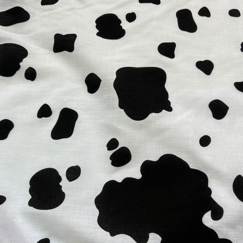 Animal Prints Polycotton Fabric Black Cow3