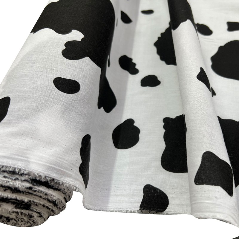 Animal Prints Polycotton Fabric Black Cow1